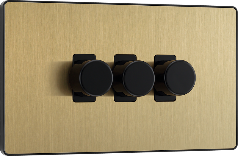 BG Electrical Evolve Satin Brass - Triple, 2 way push 200W