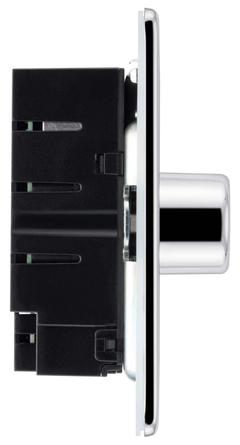 BG Electrical Flatplate Screwless Polished Chrome - Double, 2 way push 200W
