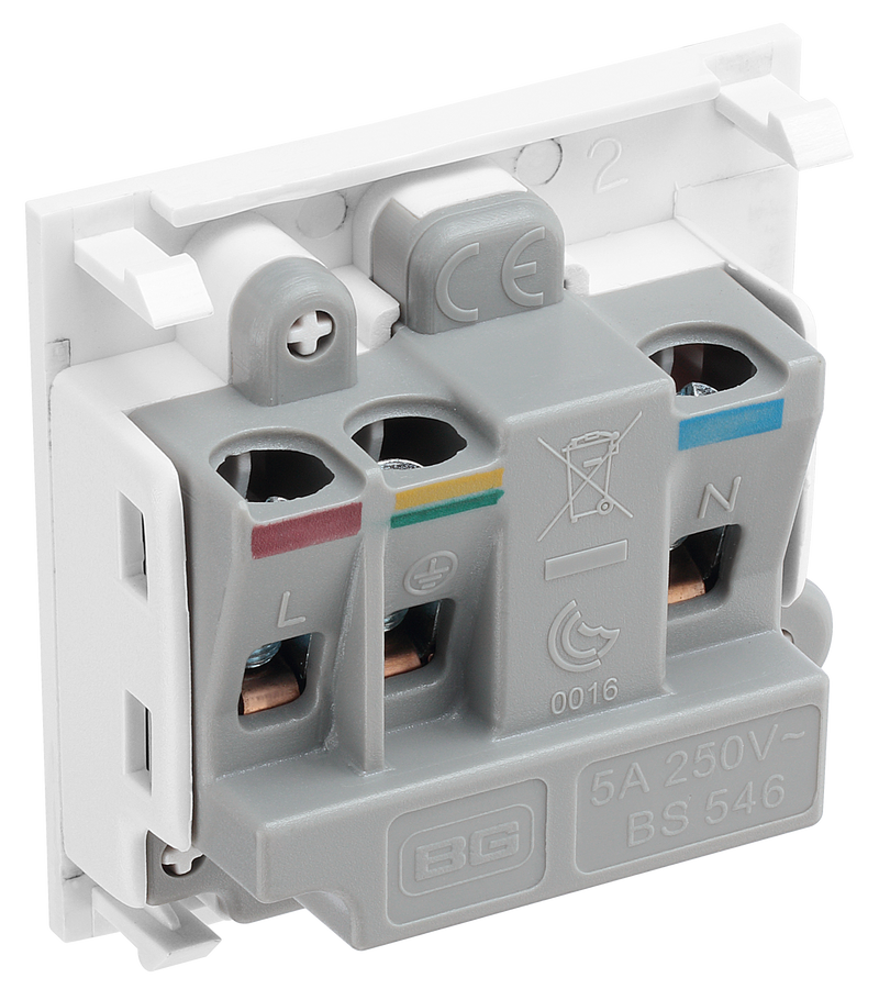 BG Electrical Euro Module - 5A round pin, unswitched socket