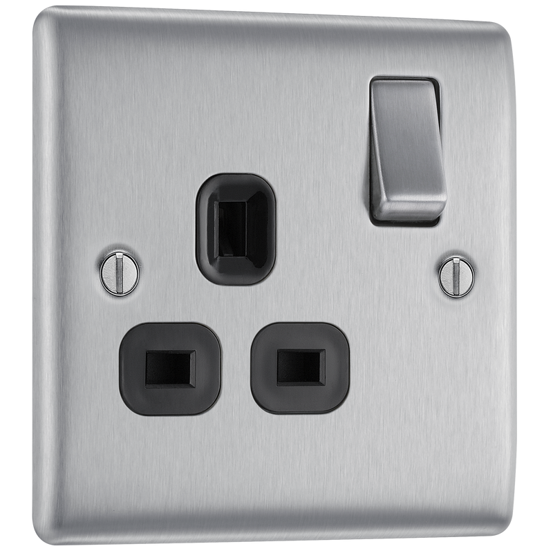BG Electrical Nexus Metal Brushed Steel - Single switched, double pole
