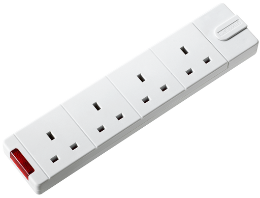 Masterplug Basic - 4 Sockets, 13A, White