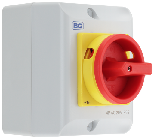 BG Circuit Protection Rotary Isolator 4 Pole - 20A, 4-Pole AC, Rotary Isolator
