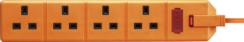 Masterplug Work - 4 Sockets, 2m, 13A, Orange