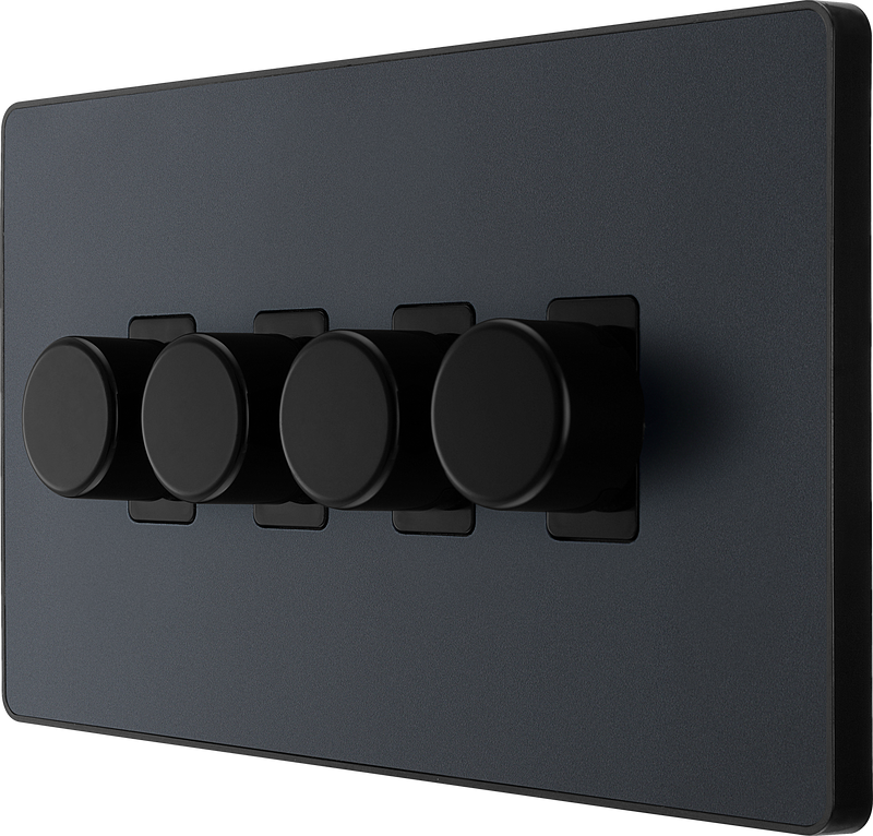 BG Electrical Evolve Matt Grey - Quadruple, 2 way push 200W