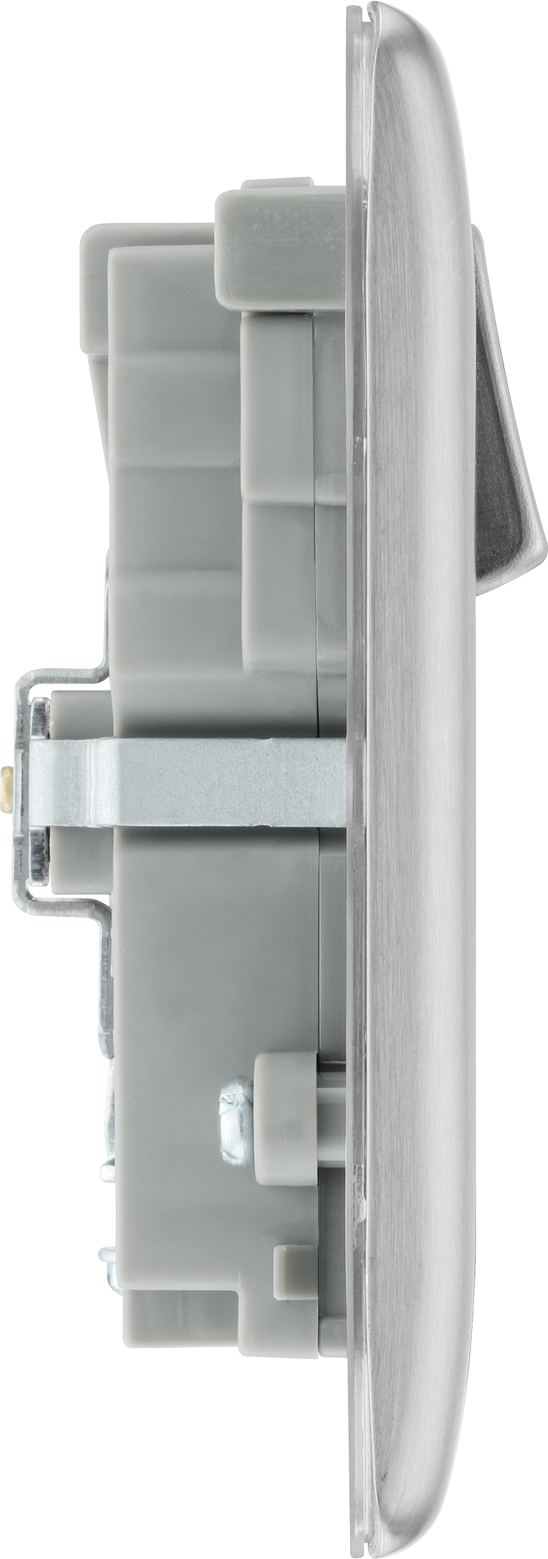 BG Electrical Nexus Metal Brushed Steel - Double switched single pole, with USB A + C (22W)