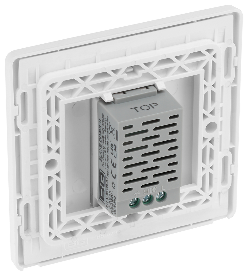BG Electrical Evolve Pearlescent White - Single, 2 way touch, 200W, secondary