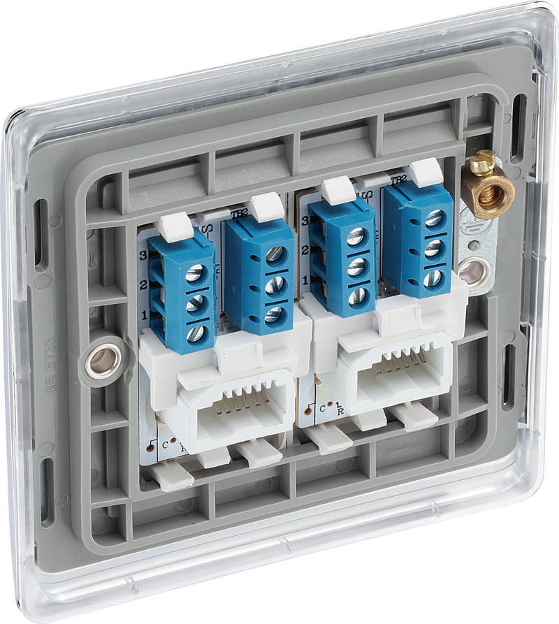 BG Electrical Nexus Metal Polished Chrome - Double, telephone socket, secondary