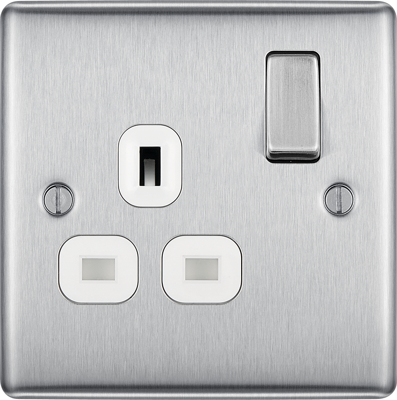BG Electrical Nexus Metal Brushed Steel - Single switched, double pole