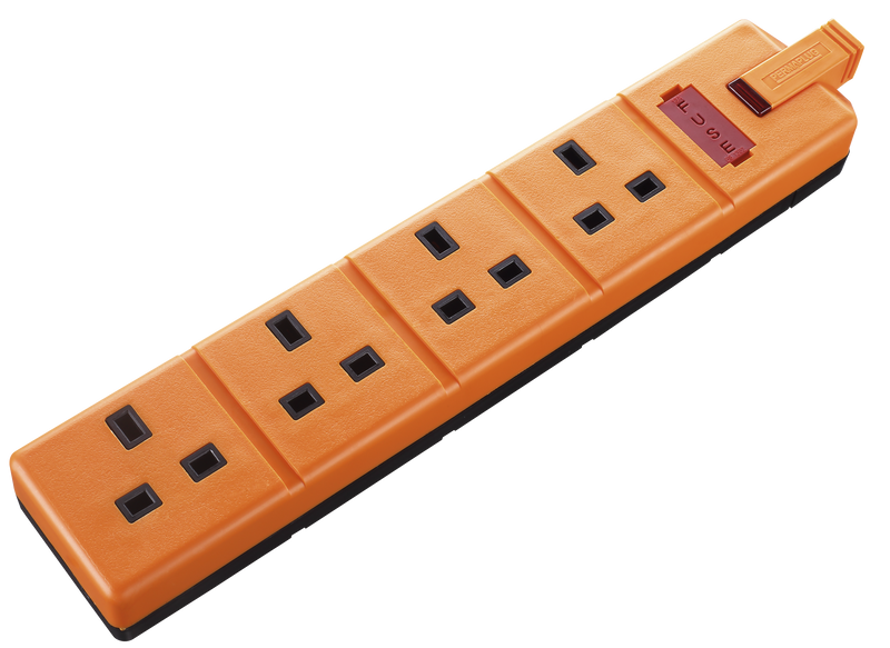 Masterplug Work - 4 Sockets, 13A, Orange
