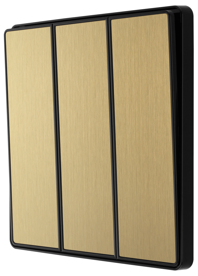 BG Electrical Evolve Satin Brass - Triple, 2 way switch, edge rocker