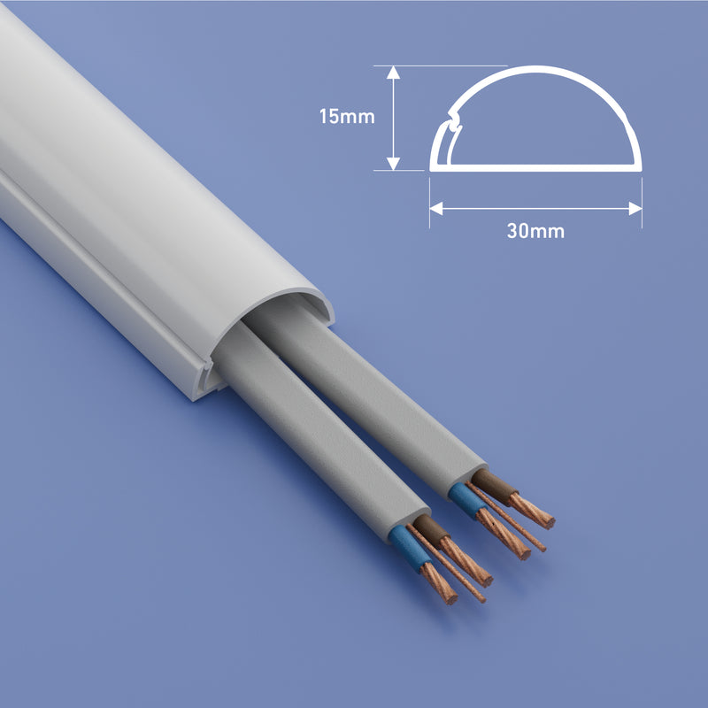 D-Line Trunking - 30x15mm White 2m Self Adhesive Length