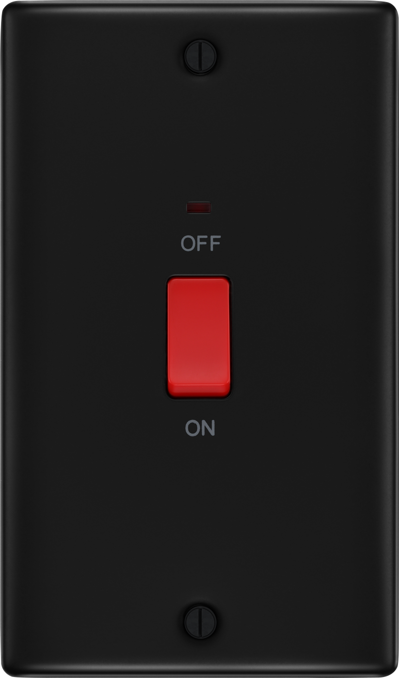 BG Electrical Nexus Metal Matt Black - 45A, double pole, large plate, with indicator