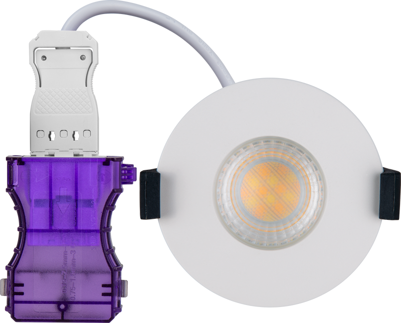 Luceco Ftype Ultra - FType Ultra Fire Rated Downlight 4W/6W 690lm Power Change & CCT Change 3000K / 4000K Dim2Warm Dimmable IP65 White - Flat