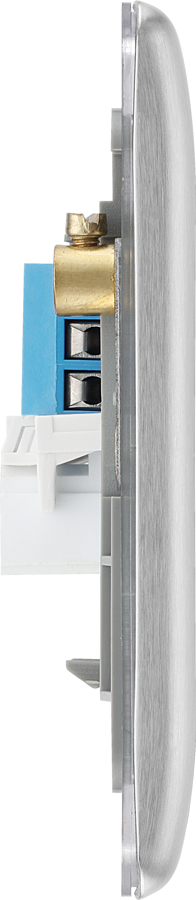BG Electrical Nexus Metal Brushed Steel - Double, telephone socket, secondary