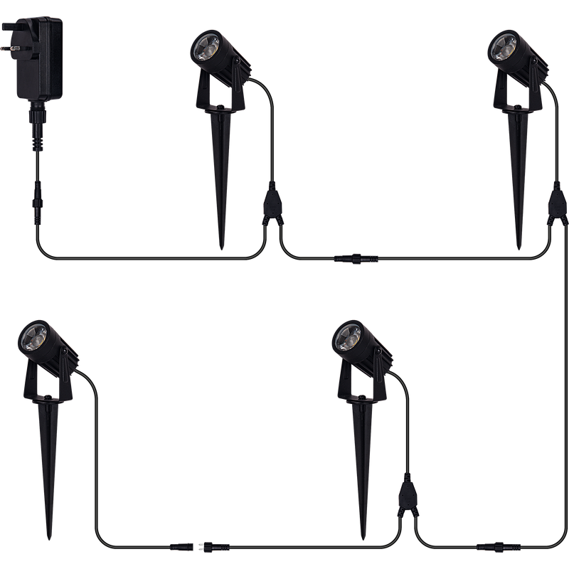 Luceco LED Garden Spike Light Kit - Garden Spike Light Kit 4 Pack 4x200lm 4x3w 4000k