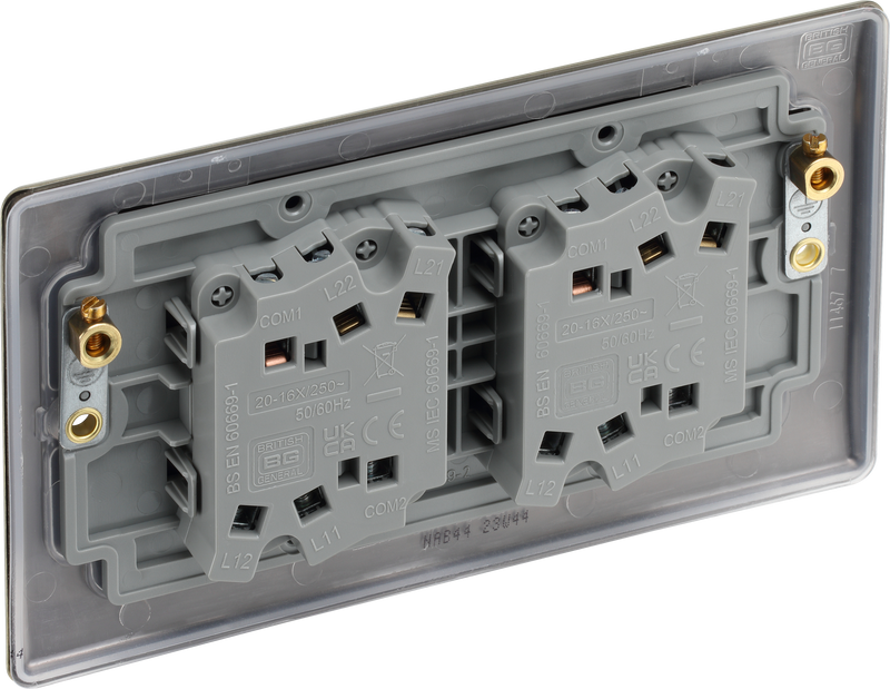 BG Electrical Nexus Metal Antique Brass - Quadruple, 2 way switch