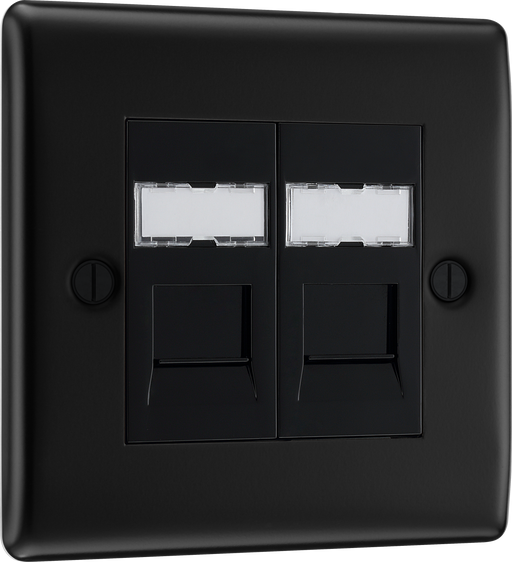 BG Electrical Nexus Metal Matt Black - Double, RJ45 data socket