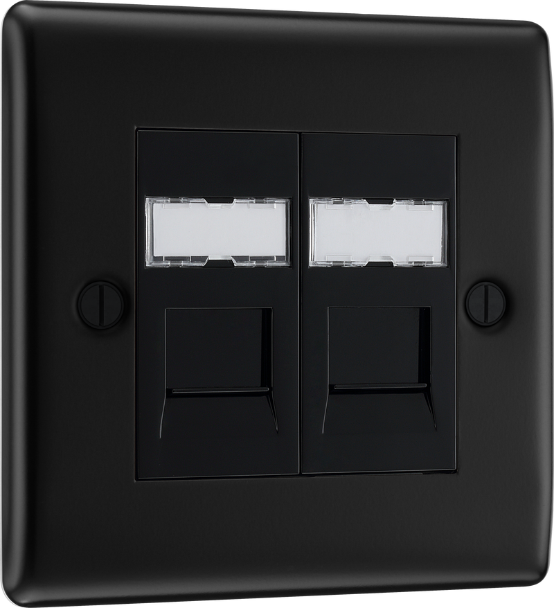 BG Electrical Nexus Metal Matt Black - Double, RJ45 data socket