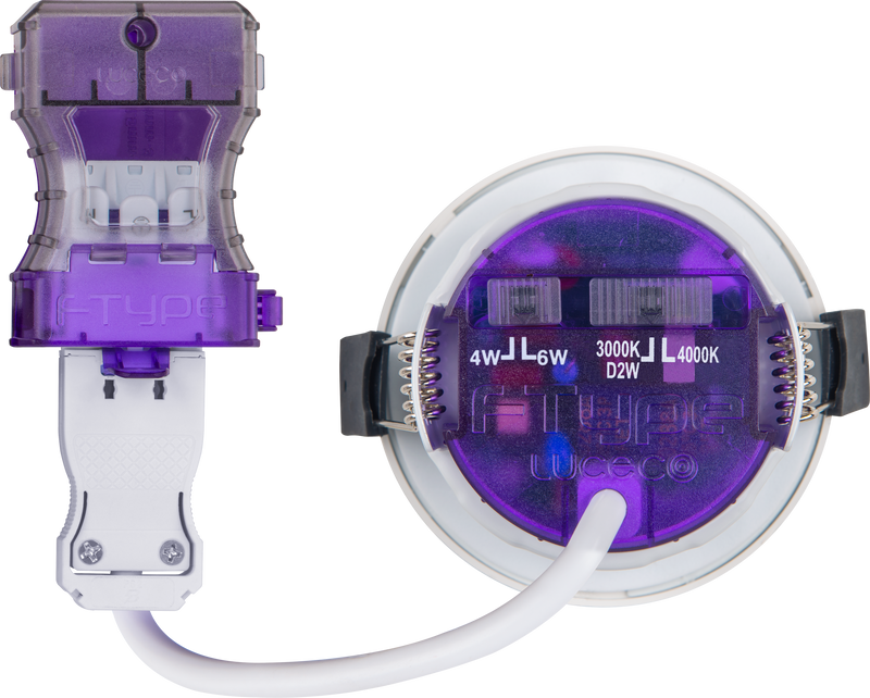 Luceco Ftype Ultra - FType Ultra Fire Rated Downlight 4W/6W 690lm Power Change & CCT Change 3000K / 4000K Dim2Warm IP20 White - Adjustable
