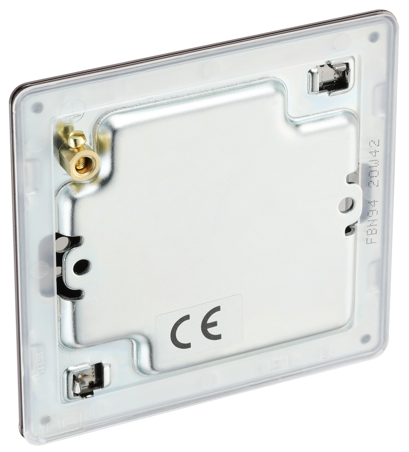 BG Electrical Flatplate Screwless Black Nickel - Single, blank plate