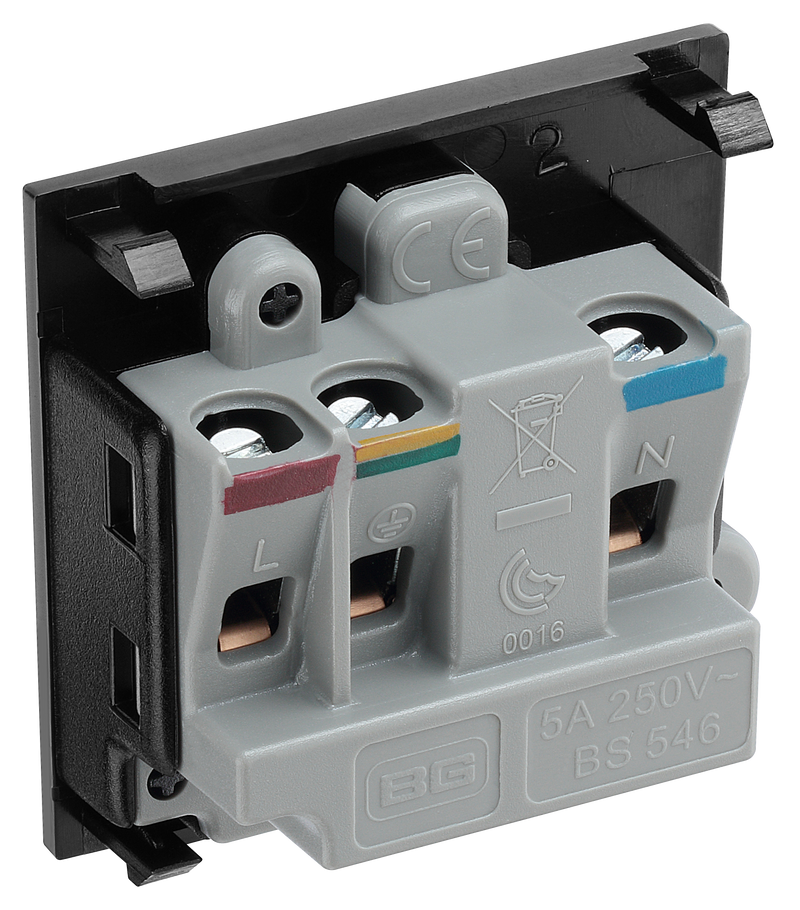 BG Electrical Euro Module - 5A round pin, unswitched socket