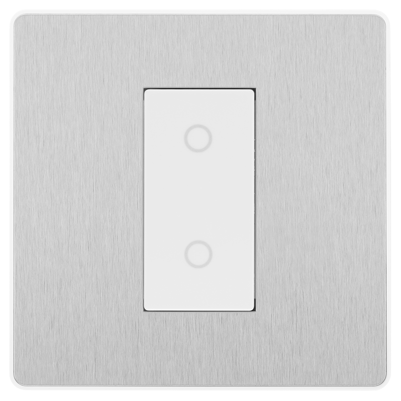 BG Electrical Evolve Brushed Steel - Single, 2 way touch, 200W, secondary