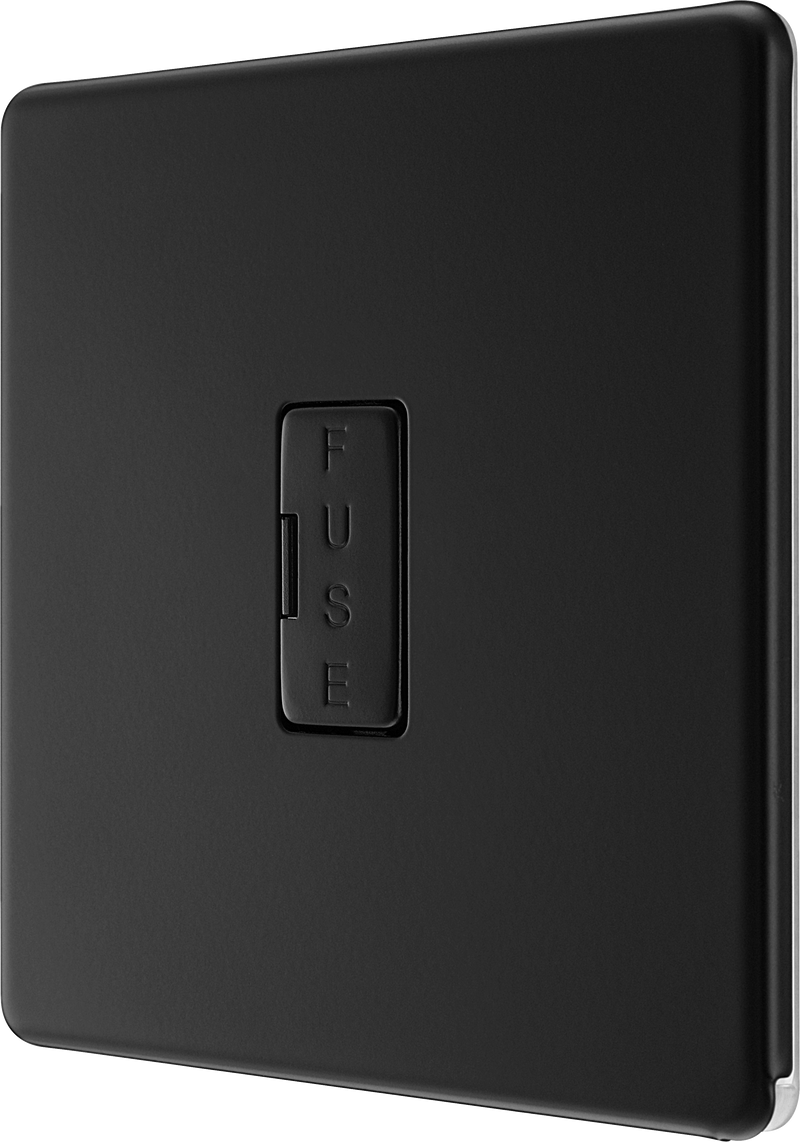 BG Electrical Flatplate Screwless Matt Black - Unswitched and fused