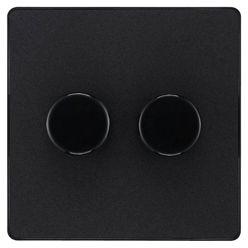 BG Electrical Evolve Matt Black - Double, 2 way push 200W