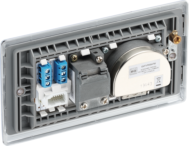 BG Electrical Nexus Metal Polished Chrome - Triplex with BT outlet and co-axial return - screened