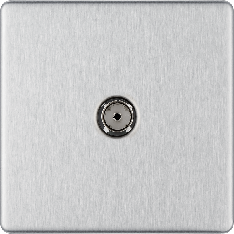 BG Electrical Flatplate Screwless Brushed Steel - Single, co-axial