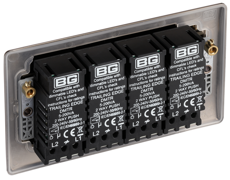 BG Electrical Nexus Metal Black Nickel - Quadruple, 2 way push 200W