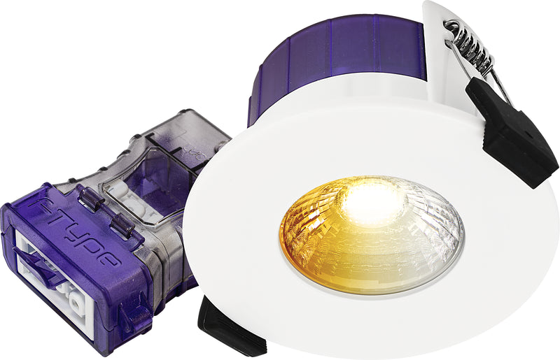 Luceco Ftype Ultra - FType Ultra Fire Rated Downlight 4W/6W 690lm Power Change & CCT Change 3000K / 4000K Dim2Warm Dimmable IP65 White - Flat