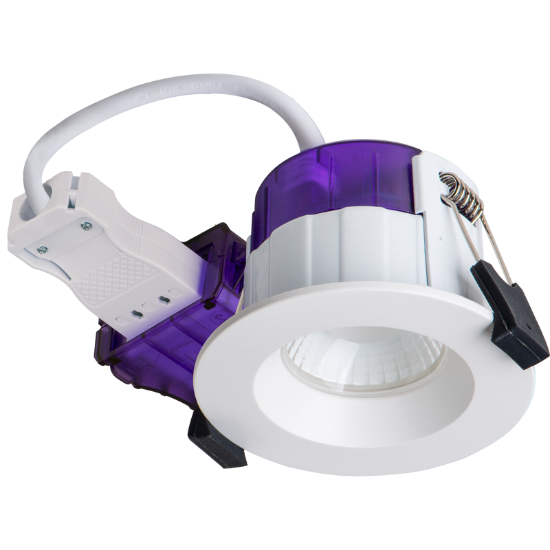 Luceco Ftype Ultra - FType Ultra Fire Rated Downlight 4W/6W 690lm Power Change & CCT Change 3000K / 4000K Dim2Warm Dimmable IP65 White - Regressed