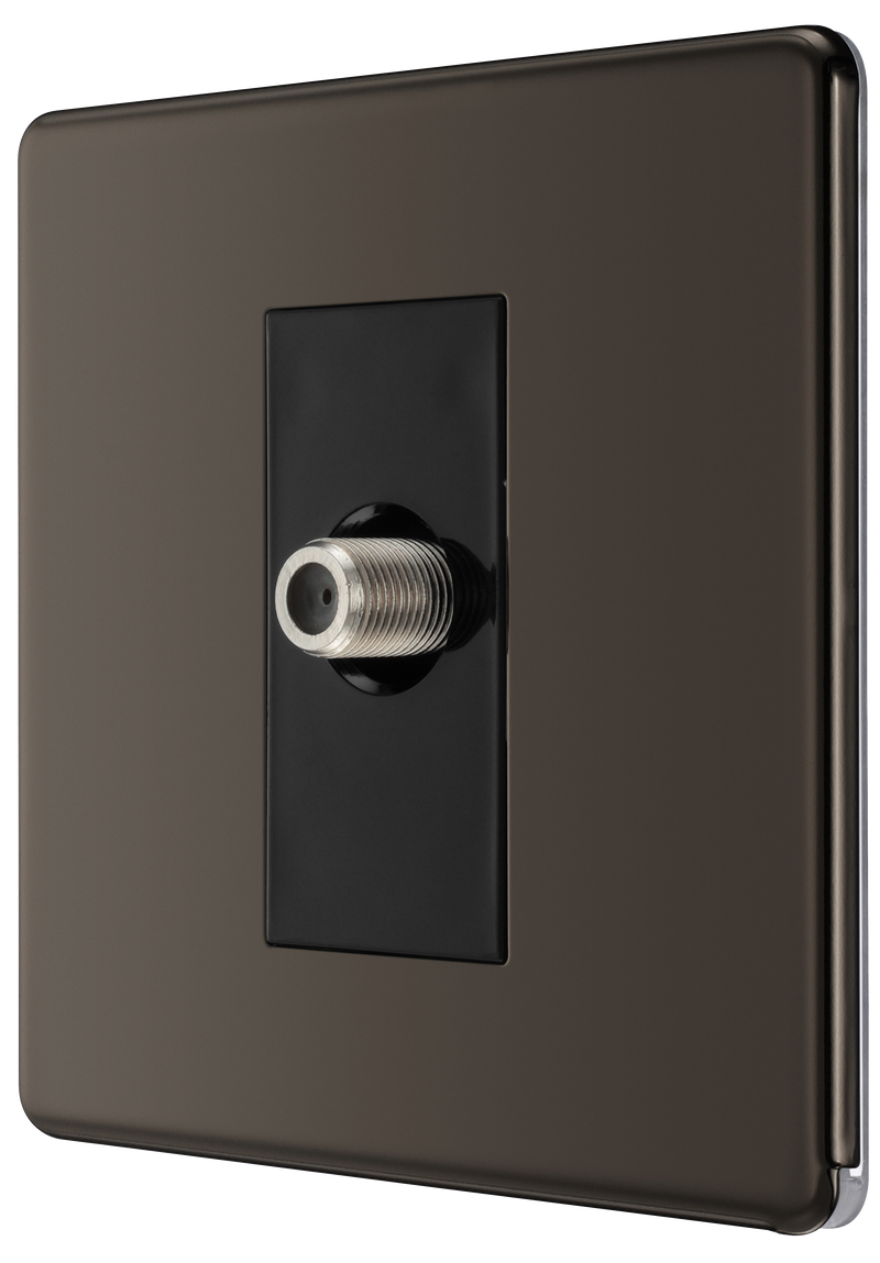 BG Electrical Flatplate Screwless Black Nickel - Single satellite