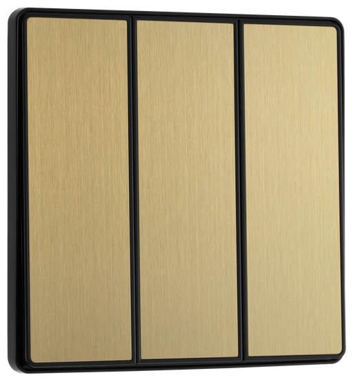 BG Electrical Evolve Satin Brass - Triple, 2 way switch, edge rocker