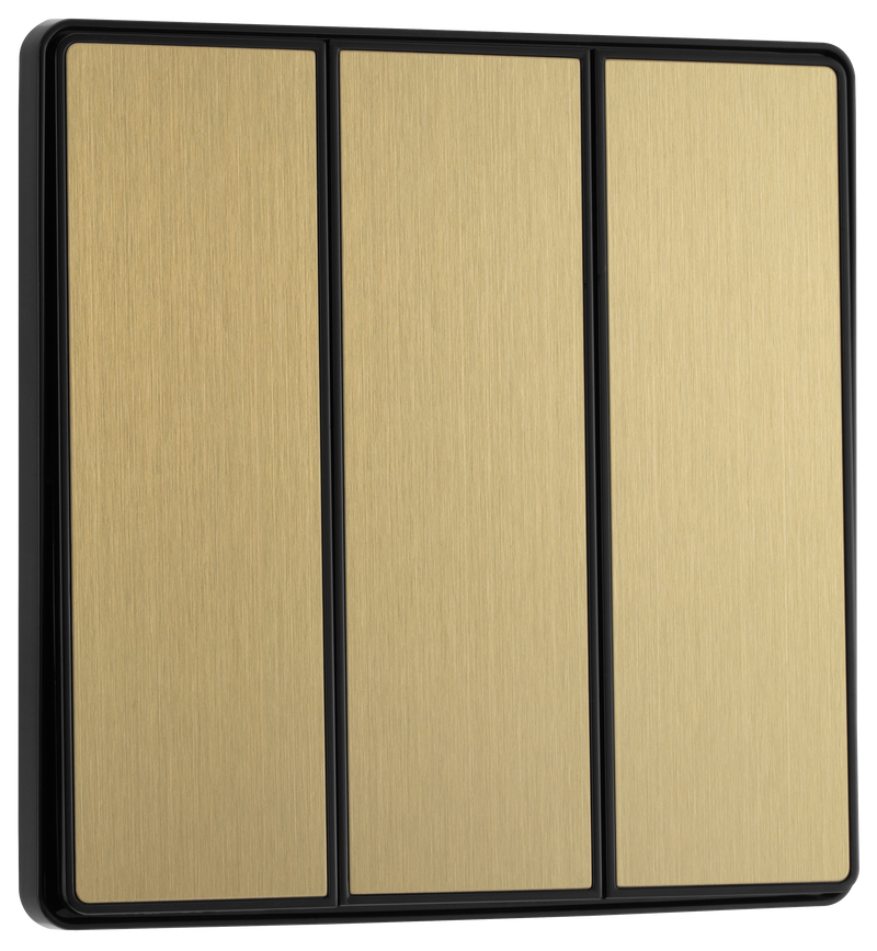 BG Electrical Evolve Satin Brass - Triple, 2 way switch, edge rocker