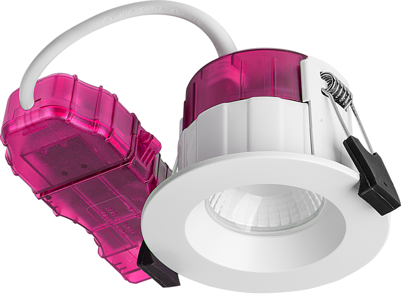 Luceco Elite - FType Elite Fire Rated Downlight 4W/6W 690lm Power Change with 4Colour CCT 2700, 3000, 4000K, 6000K Dimmable IP65 White - Regressed - 10 pack