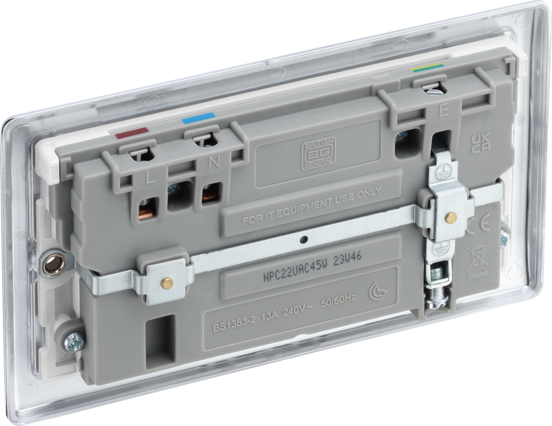 BG Electrical Nexus Metal Polished Chrome - Double switched single pole, with USB A + C (45W)