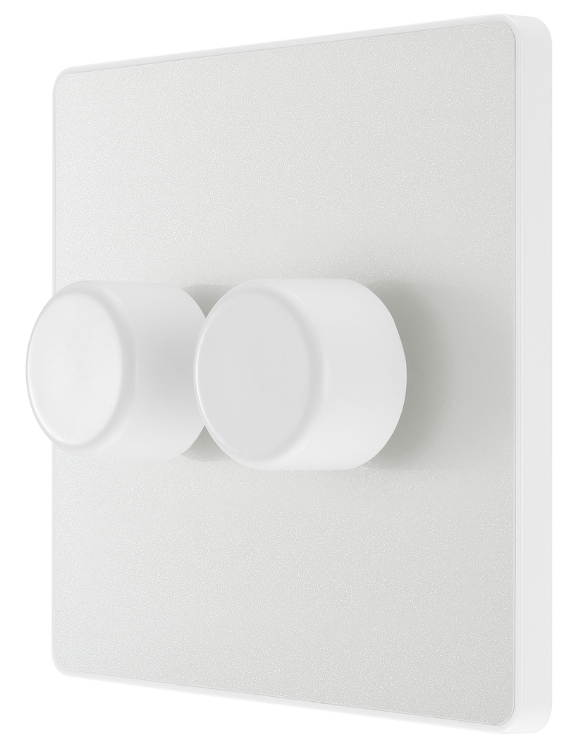 BG Electrical Evolve Pearlescent White - Double, 2 way push 200W