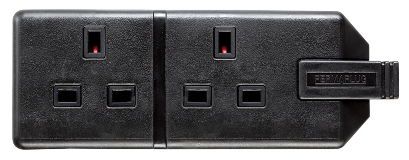 Masterplug Work - 2 Sockets, 13A, Black