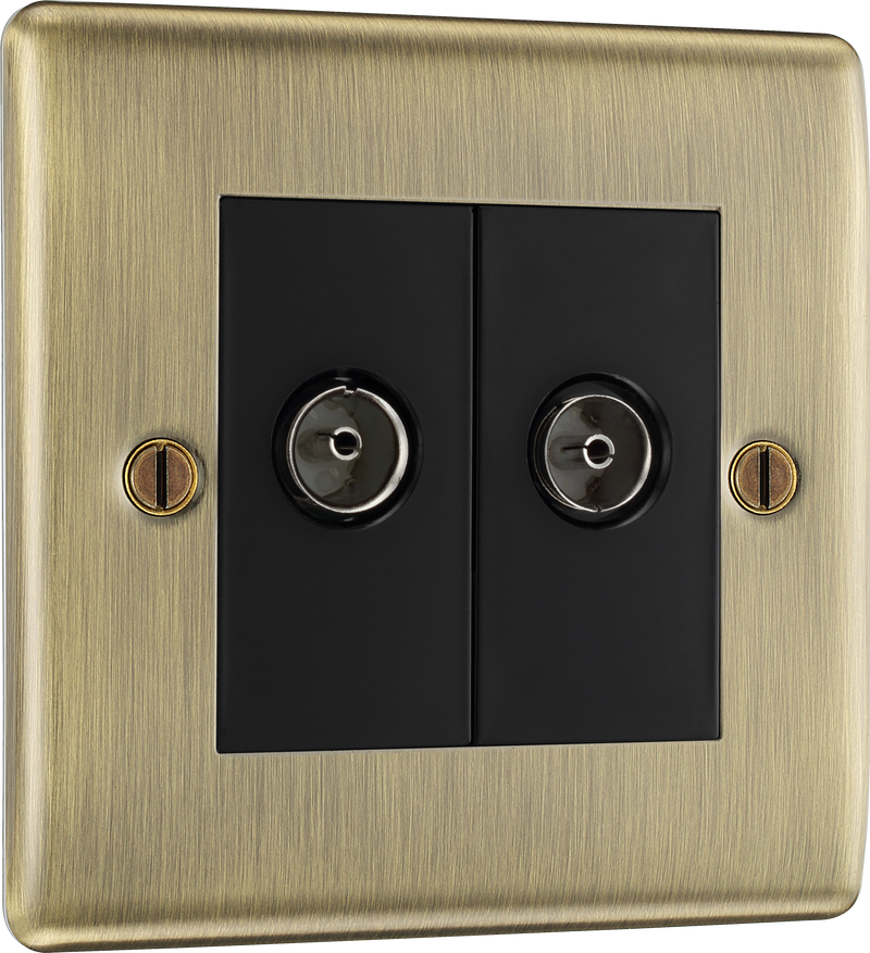 BG Electrical Nexus Metal Antique Brass - Double, TV/FM