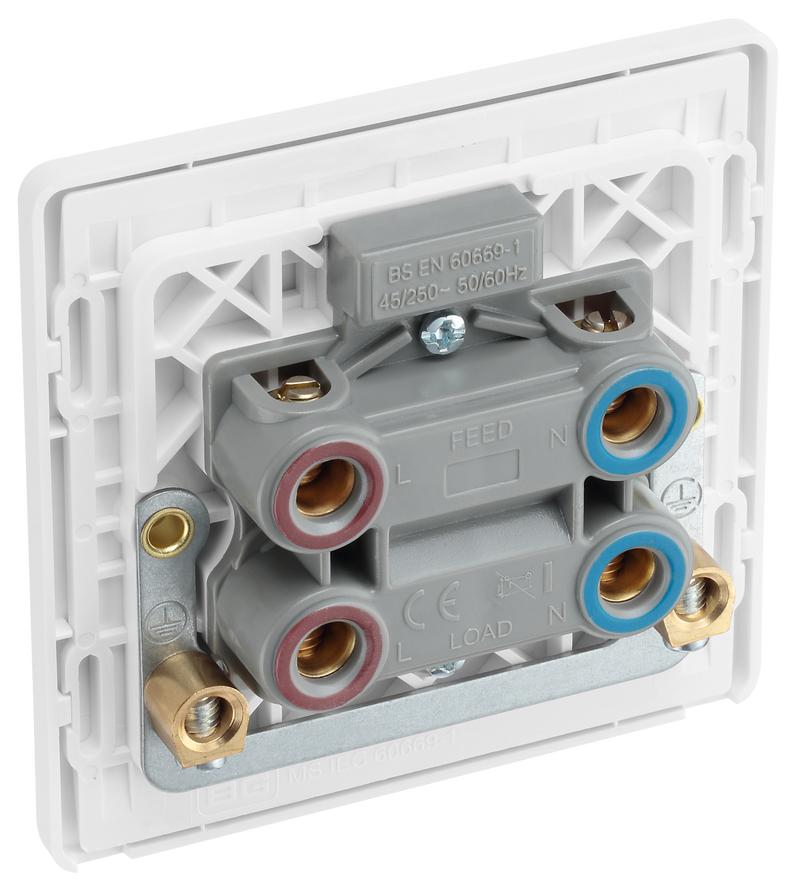 BG Electrical Evolve Pearlescent White - 45A, double pole, single plate, with indicator