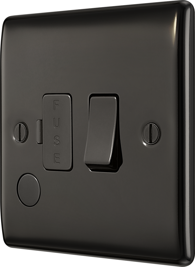 BG Electrical Nexus Metal Black Nickel - Switched and fused with indicator and flex outlet