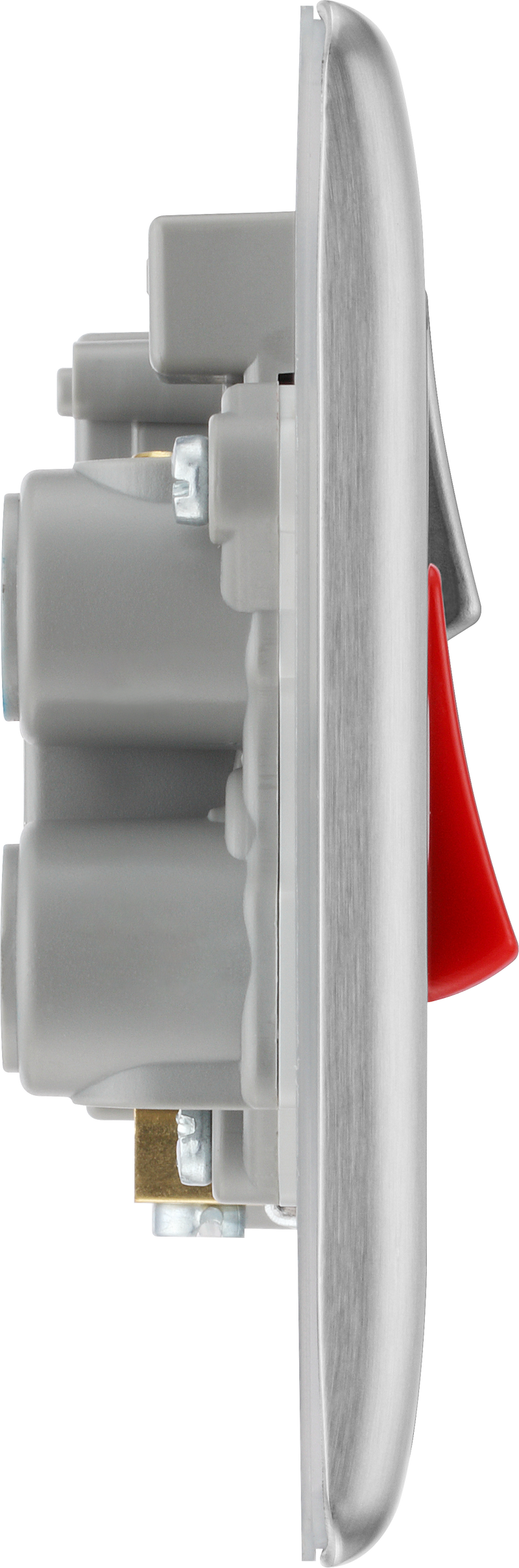 BG Electrical Nexus Metal Brushed Steel - 45A double pole, with switched socket and indicators