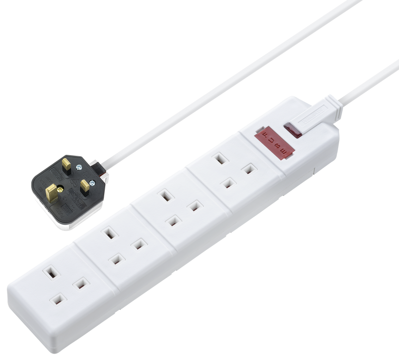 Masterplug Work - 4 Sockets, 2m, 13A, White