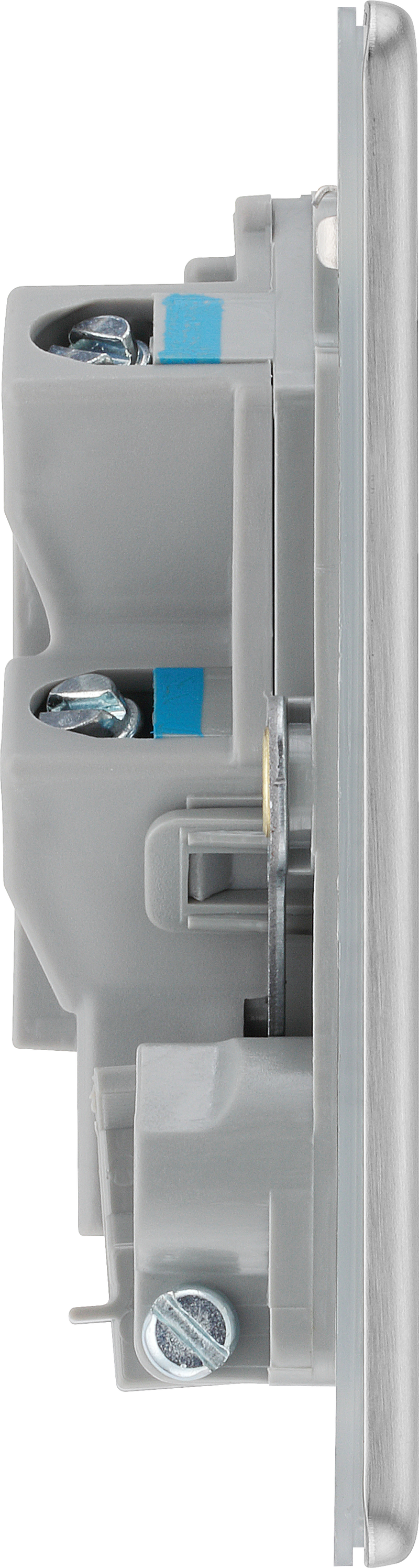 BG Electrical Flatplate Screwless Brushed Steel - Unswitched and fused