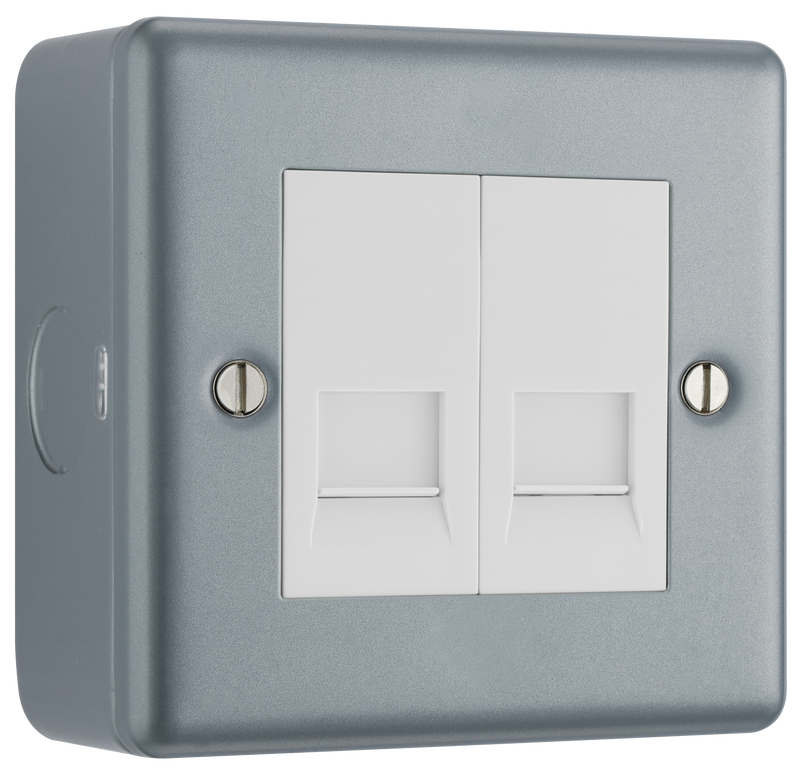 BG Electrical Metal Clad - Double, RJ45 telephone socket