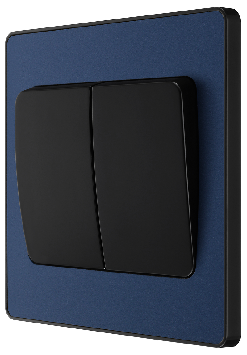 BG Electrical Evolve Matt Blue - Double, 2 way switch, wide rocker