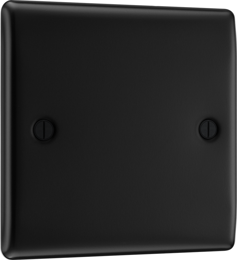 BG Electrical Nexus Metal Matt Black - Single, blank plate