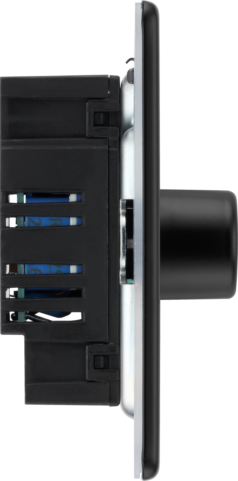 BG Electrical Flatplate Screwless Matt Black - Single, 2 way push 200W